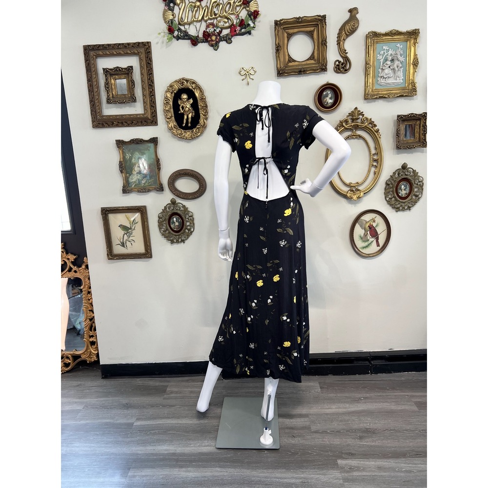Urban Outfitters Black Floral Kimono Sleeve Maxi Dress Size S - Picture 3 of 10